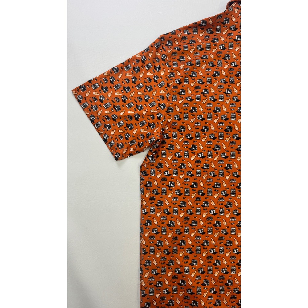Old Row Men XL Orange Tailgate Print Performance Polo Shirt Short Sleeve Stretch - Picture 15 of 16